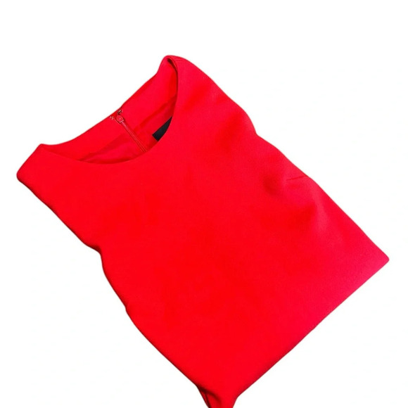 J CREW Double Zip Shift Dress Red Gold Zipper 3/4 Sleeve Sheath Sz 2 - Picture 5 of 9